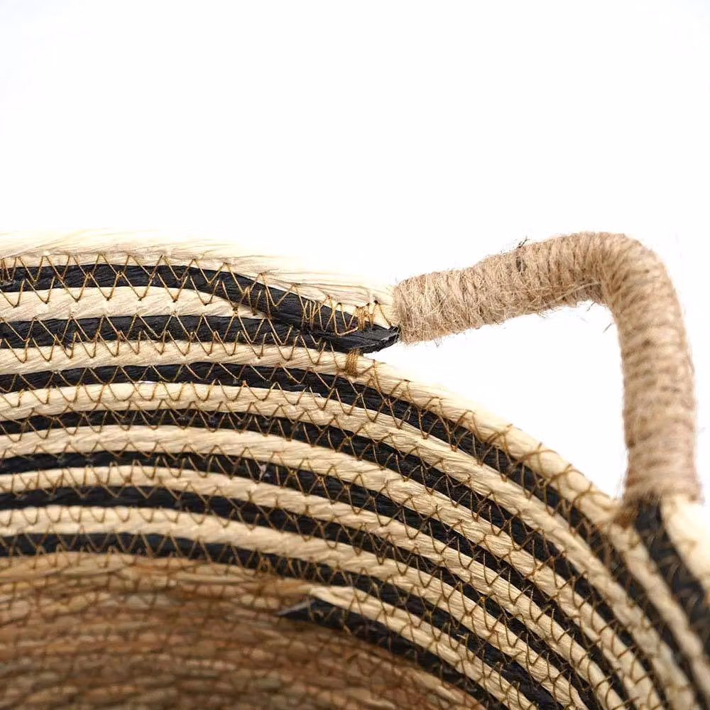 Voltico Striped Woven Seagrass Storage Basket with Handles, Brown, W: 30 cm, D: 25 cm – 5