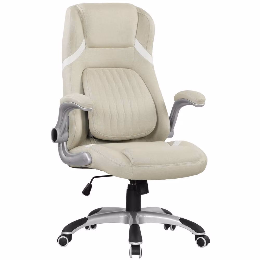STILVORA Beige Fabric Task Chair with Adjustable Height, Armrests and 360 Degree Swivel – 2