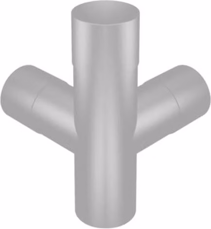 ARP Aluminium Round Swaged Downpipe Double Branch 92.5 Degree x 76mm in Silver PPC Finish