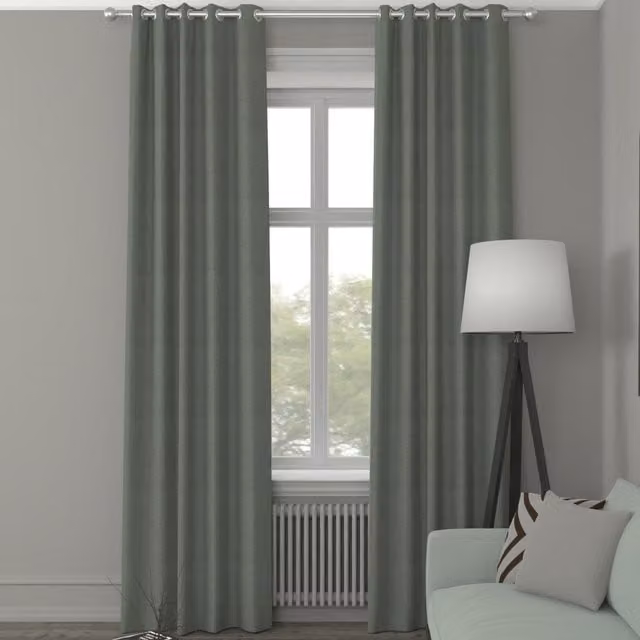 Simply Collection Made to Measure Blackout Silk Fabric Panel Curtain in Blue and Green with Eyelets