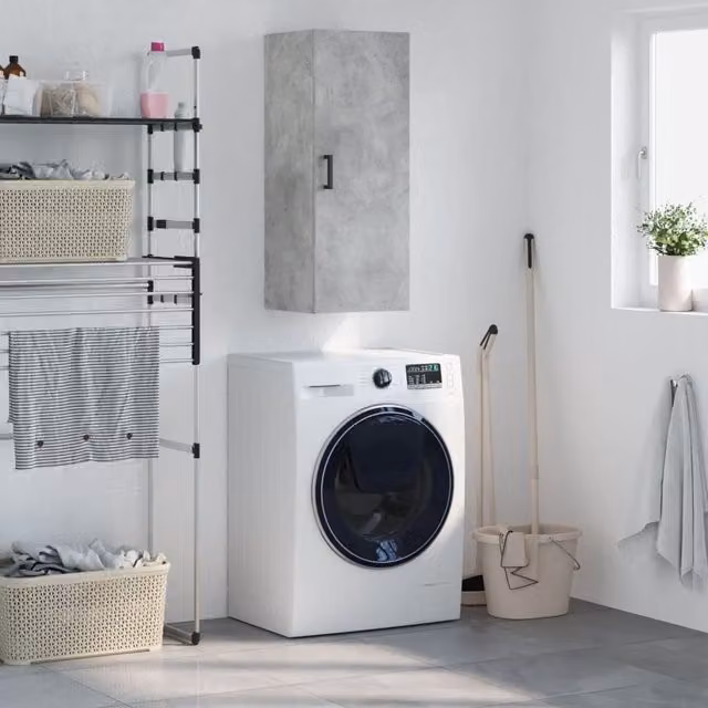 Berkfield Home Wall Mounted Cabinet in Concrete Grey, W/D/H: 34.5 x 34 x 90 cm – 1