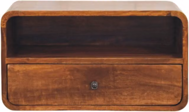 Artisan Furniture Mango Wood Wall-Mounted Nightstand in Brown