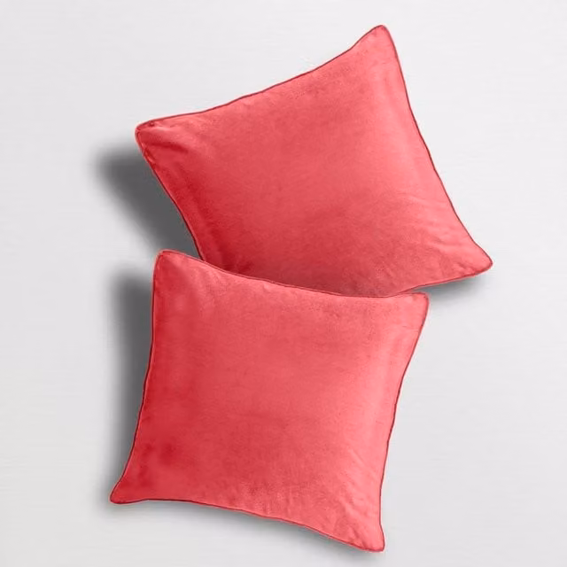 Velosso Luna Red Velvet Filled Square Cushion, W/D/H: 43 x 43 x 43 cm