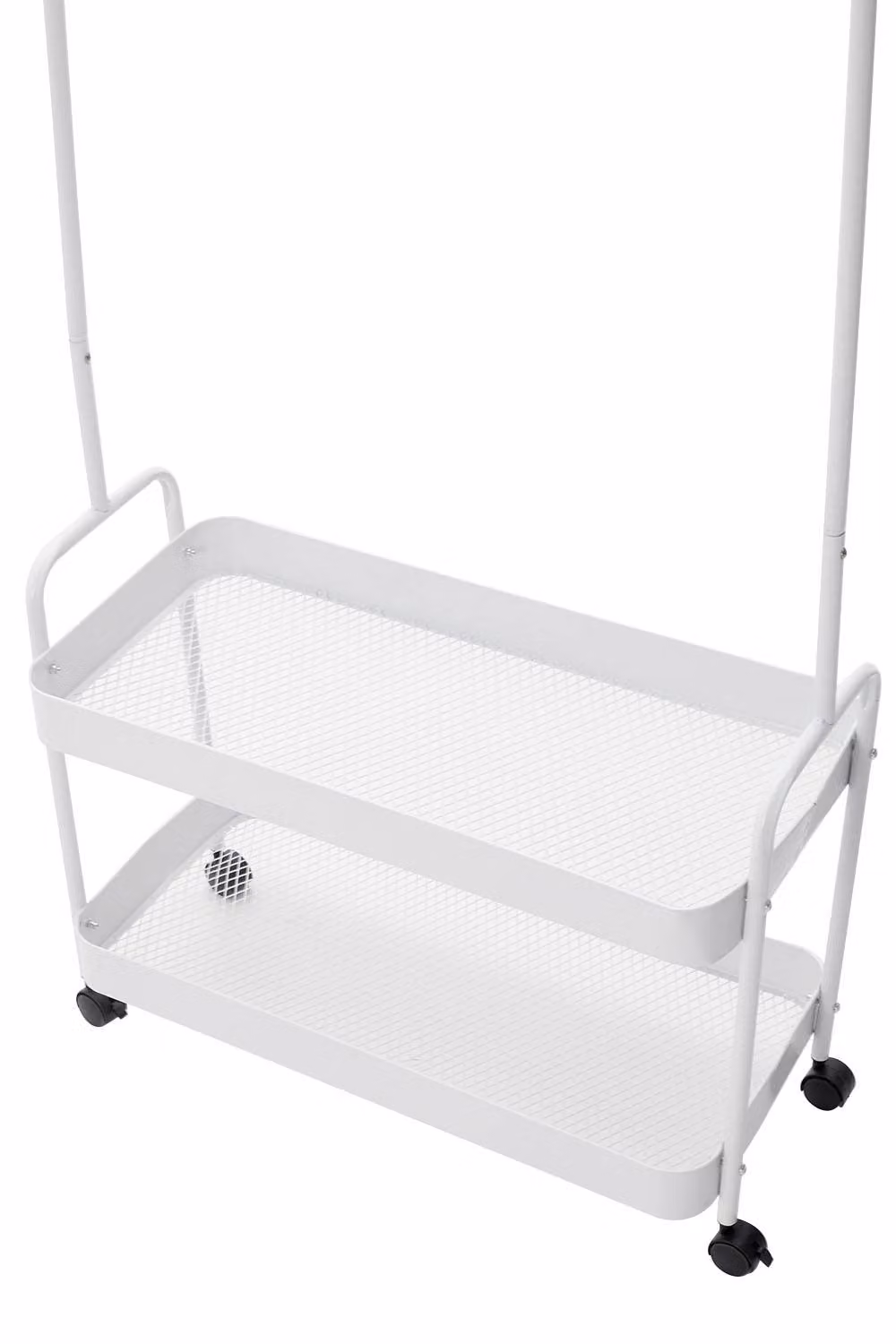Living and Home Rolling Clothes Hanger Rack with 2 Storage Baskets in White – 3