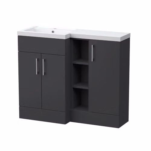Balterley Wichnor Contemporary Floor Standing 3 Door Vanity Basin WC Unit in Matt Grey, W: 100 cm, D: 60.75 cm – 4