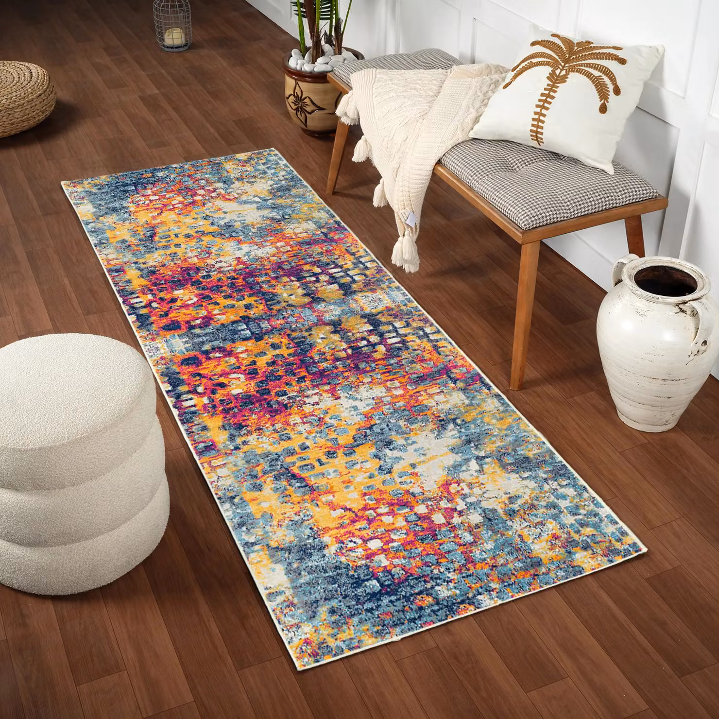 Livabliss Floransa Abstract Modern Marble Living and Dining Room Rug in Orange and Multicolour, W: 200 cm, D: 275 cm – 5