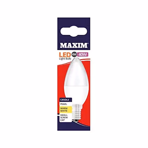 Kenable Maxim 10 Pack LED 6W Warm White SES E14 Candle Light Bulbs – 1