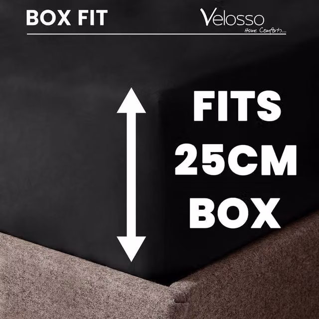 Velosso Black Microfibre Fitted Sheet, Single, W: 90 cm, D: 200 cm – 1