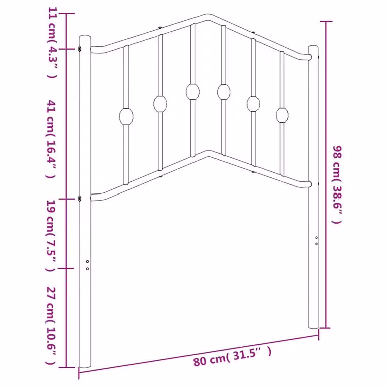 Berkfield Home Classic Metal Headboard in Black and White, Width: 75 cm