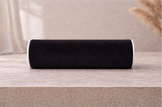 HOB Furniture Black Round Bolster Cushion with White Piping