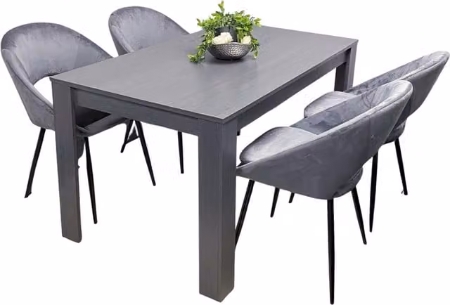 Kosy Koala Modern Rectangular Dining Room Set with 4 Grey Velvet Chairs