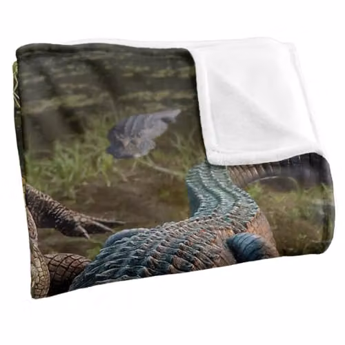 JQ Licensing Jlo Alligators Silky Touch Super Soft Fleece Throw Blanket, Multicolour, W: 91 cm, D: 147 cm – 2