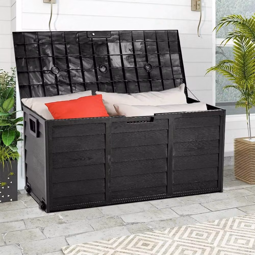 KORVIXA Black Plastic Outdoor Storage Box for Garden and Terrace – 5