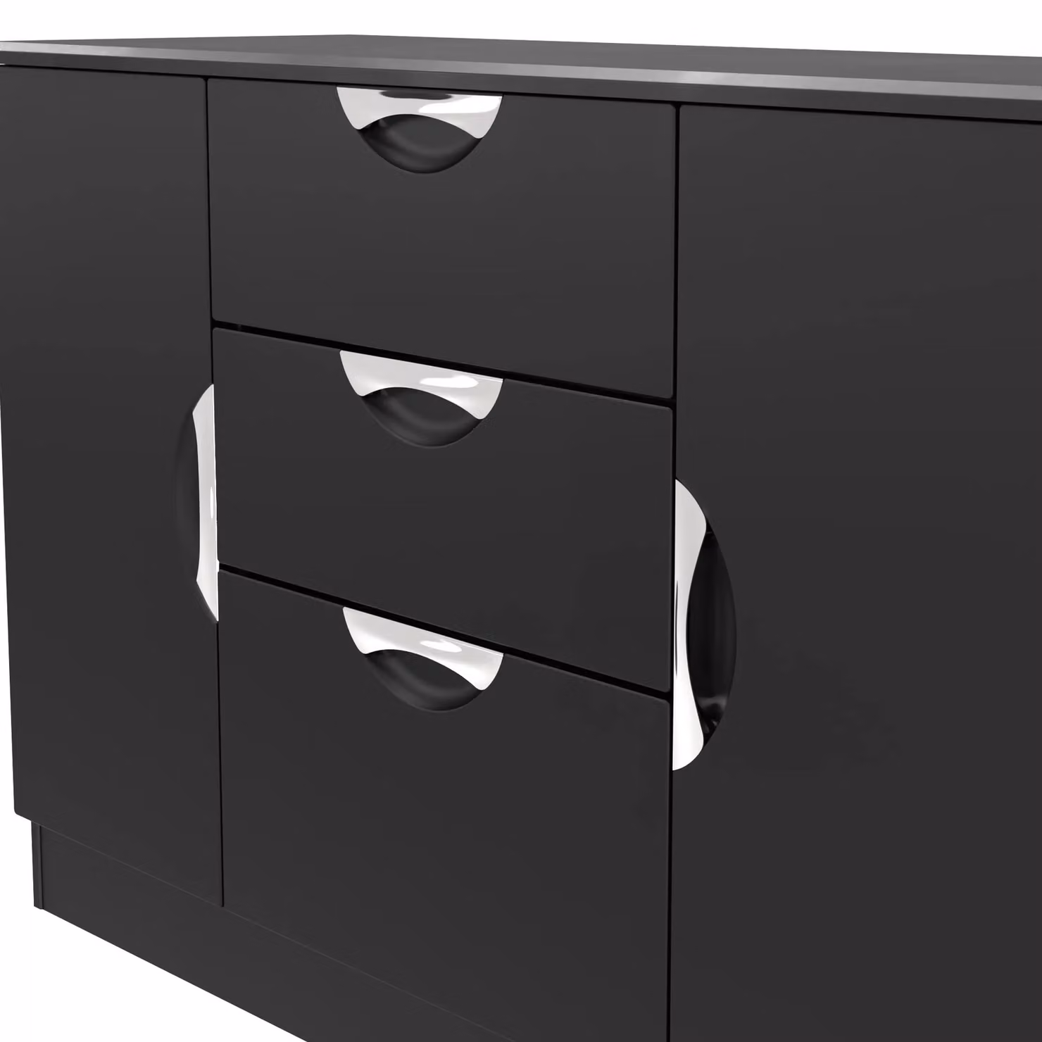 2 U Holborn Ready Assembled 2 Door 3 Drawer Sideboard in Black – 4