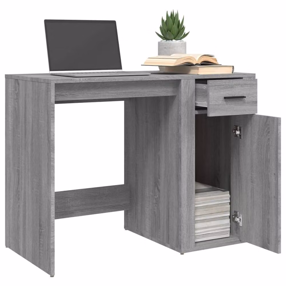 Berkfield Home Elegant Writing Desk in Grey Sonoma, W/D/H: 100 x 49 x 75 cm – 4