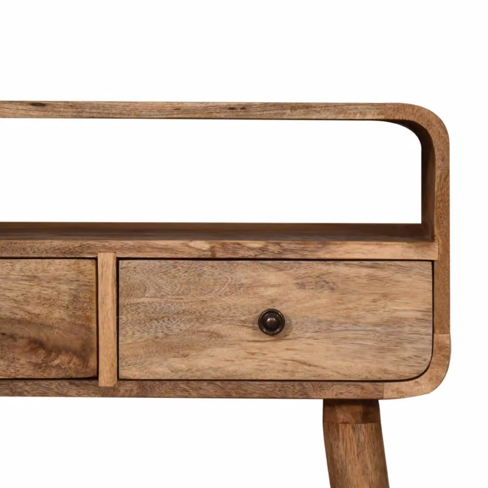 Wyld Haus Peschiera Mini Curved Mango and Oak Wood Console Table in Brown, W/D/H: 60.0 x 17.5 x 90.0 cm – 3