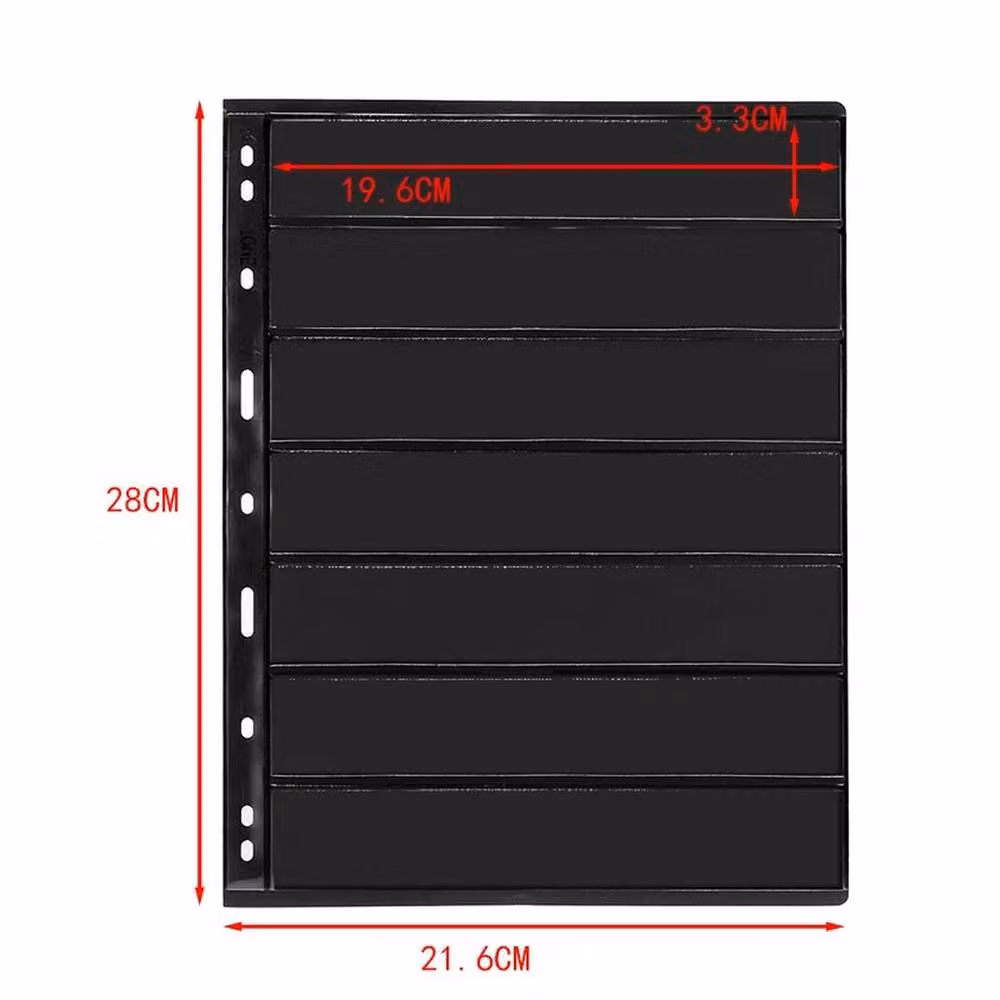 PAWNORA 20-Piece Black Stamp Album Stock Pages with Clear Plastic Sleeves – 2