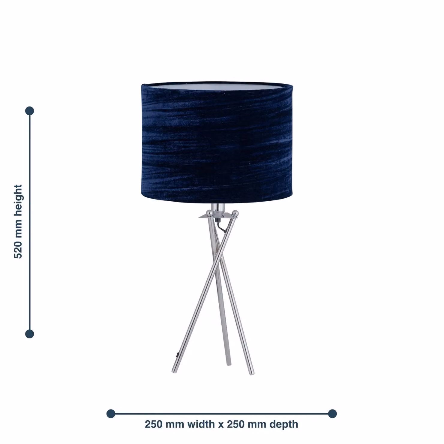 First Choice Lighting Chrome Tripod Table Lamp with Blue Fabric Shade – 4