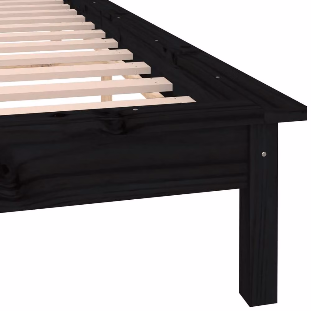 Berkfield Home Black Solid Wood LED Bed Frame with Under-Bed Lighting, W/D/H: 200 x 200 x 211.5 cm – 3