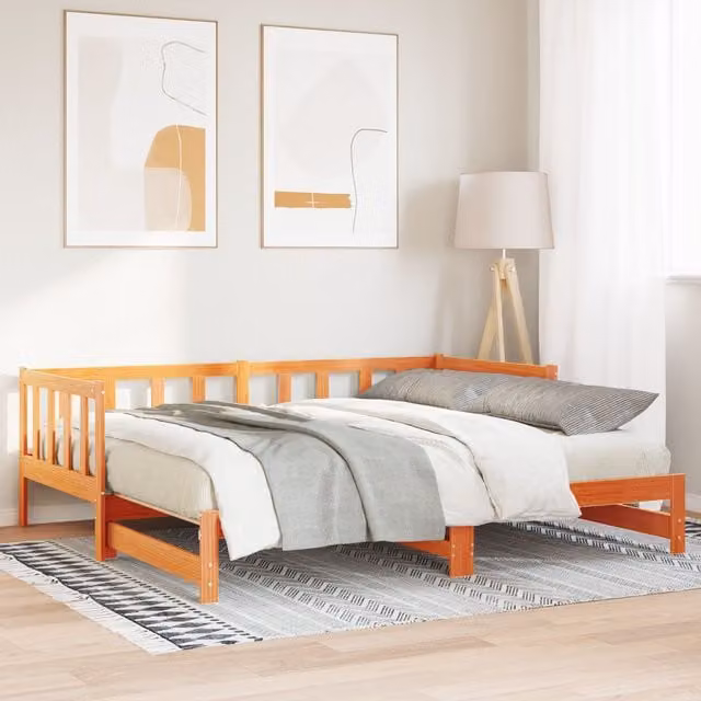 Berkfield Home Pull-out Day Bed in Brown Solid Pine Wood with Drawers, W/D/H: 200 x 100 x 150 cm – 1