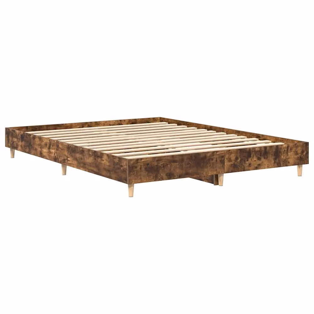 Berkfield Home Smoked Oak Bed Frame in Brown, Engineered Wood, W/D/H: 140 x 200 cm – 3
