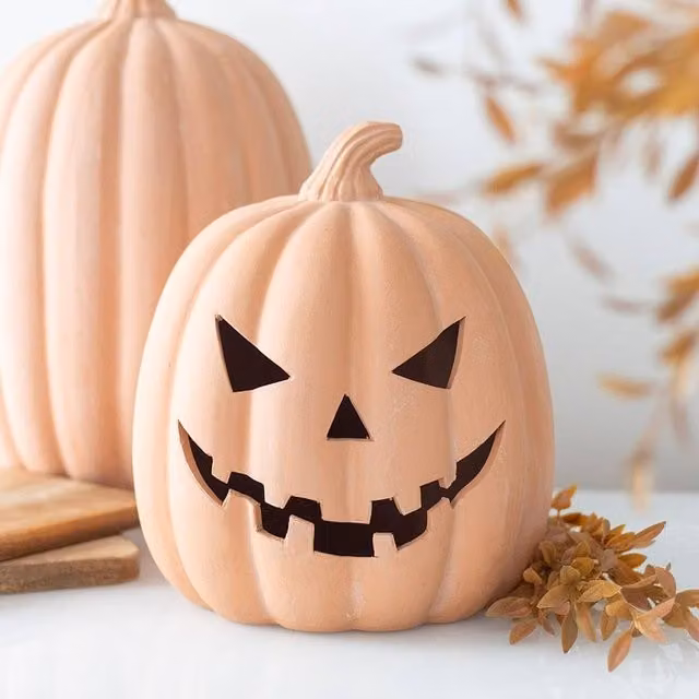 Uniqueful Orange Ceramic Pumpkin Tabletop Ornament, Height: 22 cm