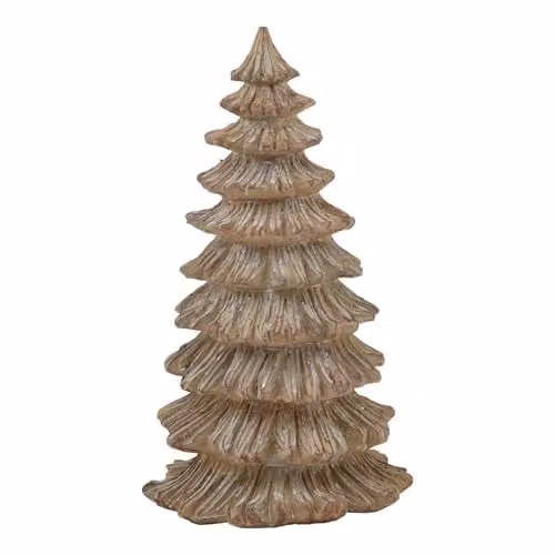 Hill Interiors Snowy Pine Tree Tabletop Sculpture in Brown, H 25 cm x W 14 cm x D 14 cm