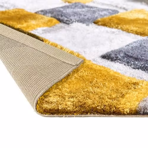 Phoenox Textiles Limited Origins 3D GEO Shaggy Rug in Yellow, W: 160 cm x L: 230 cm – 5