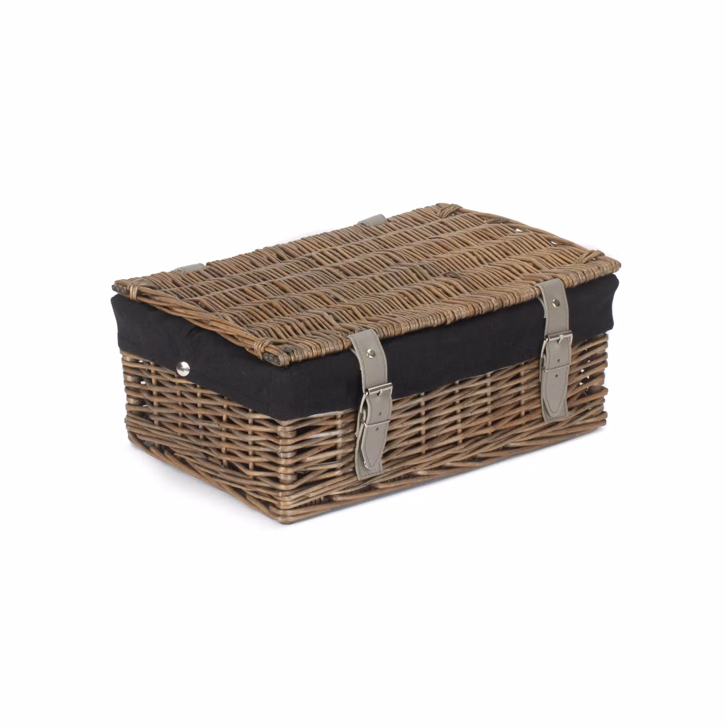 Red Wicker Empty Hamper Basket with Cotton Lining in Brown and Antique Wash – 2