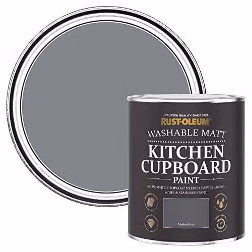 Rust-Oleum Water Based Kitchen Cupboard Paint in Matt Grey, 750ml – 1