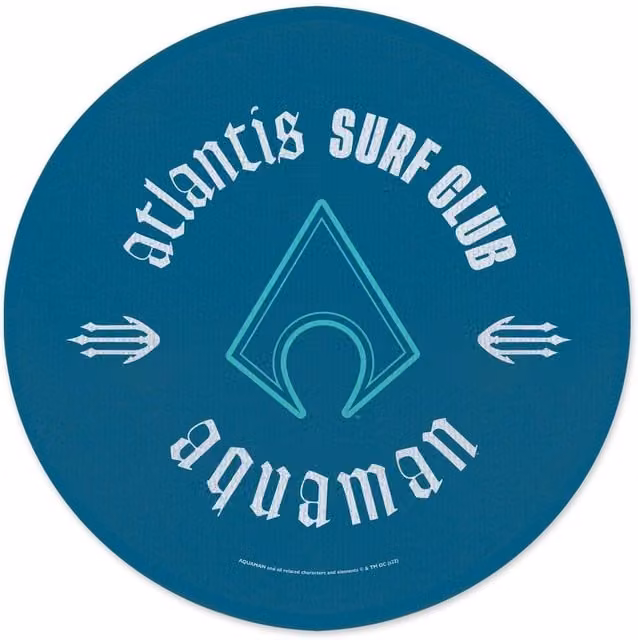 DC Comics Atlantis Surf Club Round Bath Mat in Petrol, Diameter: 70 cm