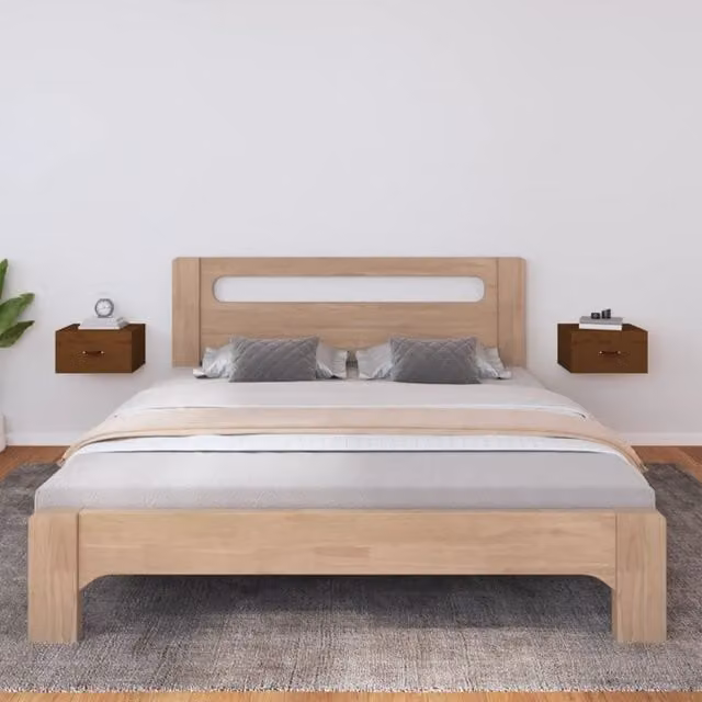 Berkfield Home Wall-mounted Bedside Cabinets, 2 Pack, Honey Brown, W: 40 cm, D: 29.5 cm, H: 22 cm