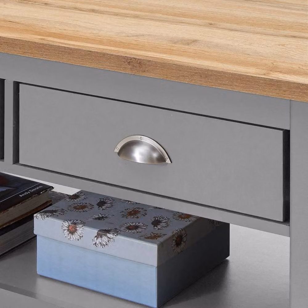 FLAVORA Grey Modern Coffee Table with 2 Drawers and 1 Shelf – 3