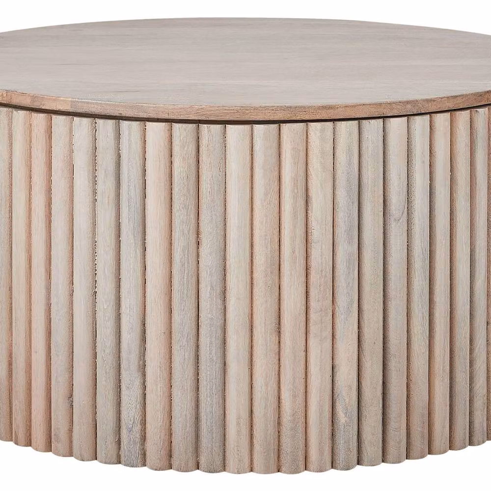 Wyld and Coco Round Mango Wood Coffee Table with Hidden Storage, Brown, Diameter: 70 cm – 2