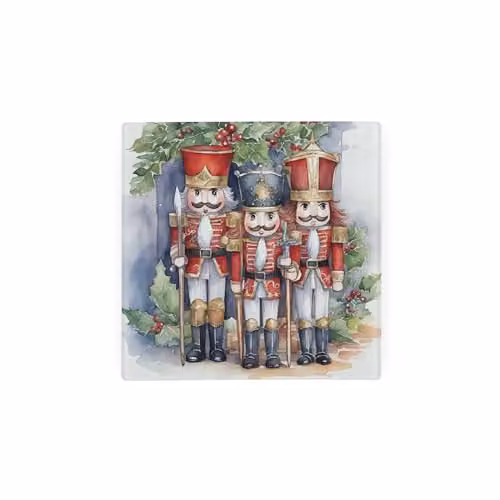 Purely Home Christmas Nutcrackers Glass Hot Pot Stand, Non-Slip Square Trivet, Multicolour and White, W/D: 20 x 20 cm – 2
