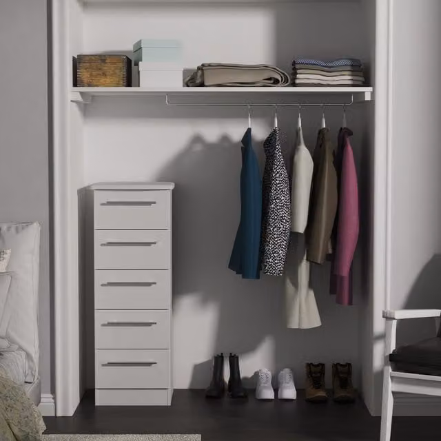 Sherwood 5 Drawer Bedside Cabinet in Grey Matt