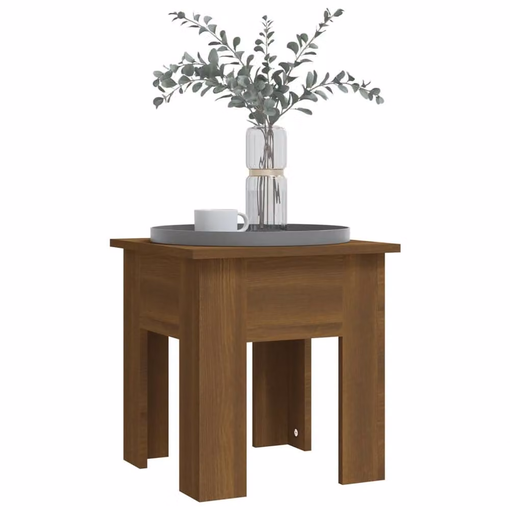 Berkfield Home Modern Square Coffee Table in Brown Oak, W/D/H: 40 x 40 x 42 cm – 3