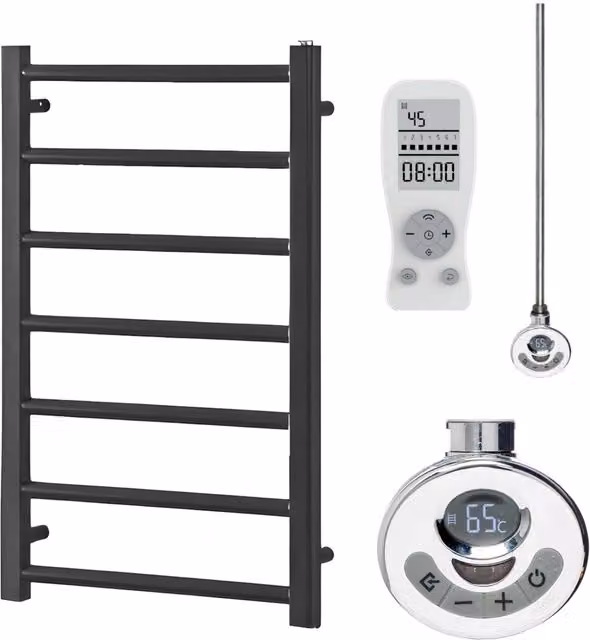 Sola Alpine Thermostatic Electric Heated Towel Rail, Anthracite