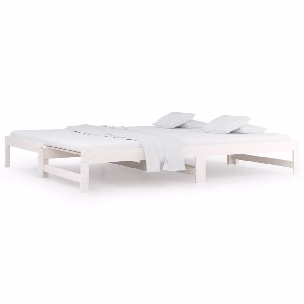 Berkfield Home White Rustic Solid Wood Pine Pull-out Day Bed, W/D/H: 160 x 200 x 80 cm – 2