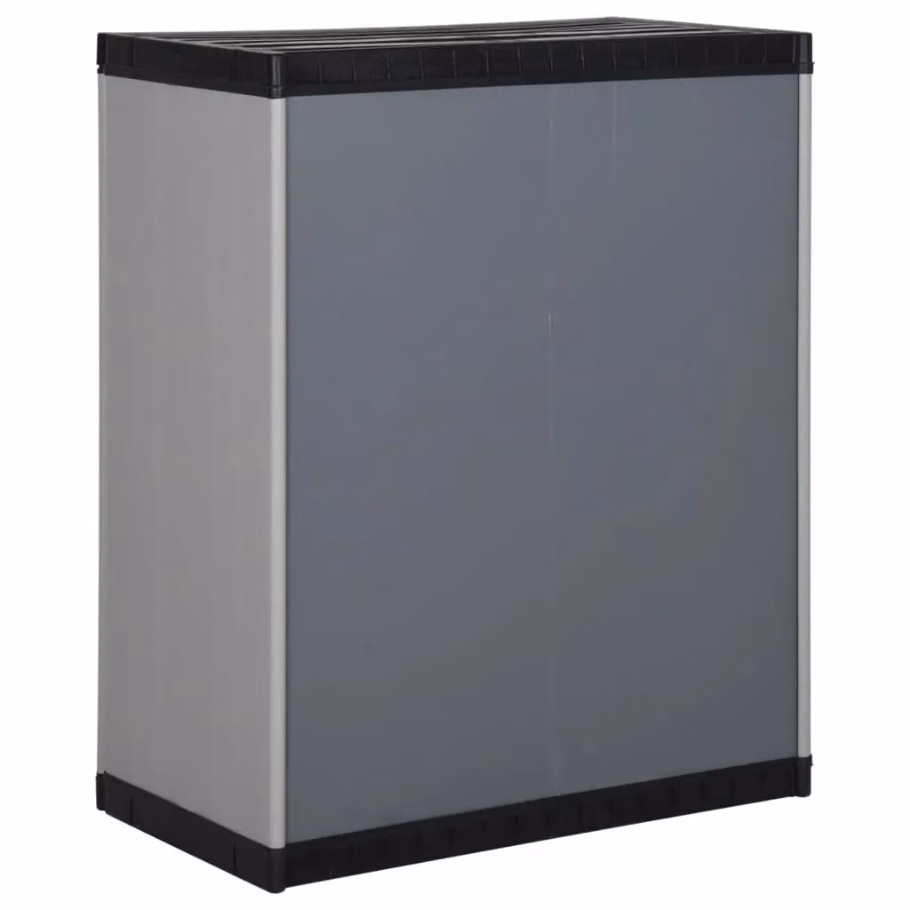 Berkfield Home Garden Storage Cabinet in Grey and Black with 1 Internal Shelf, W/D/H: 68 x 40 x 85 cm – 4