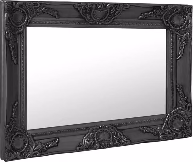 Berkfield Home Antique Baroque Style Rectangular Wall Mirror, Black, W: 60 cm, H: 40 cm