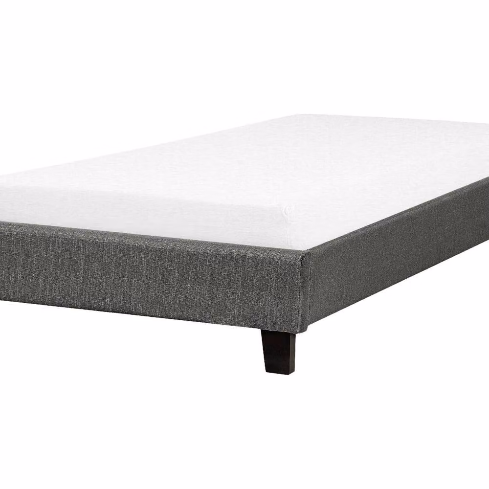 Wyld and Coco Single Grey Fabric Slatted Bed Frame without Headboard W/D/H: 90 x 200 cm – 2