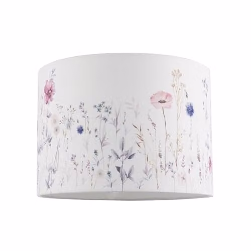 Happy Homewares Pink and Multicolour Round Fabric Lamp Shade with White Lining, W/D/H: 18 x 18 x 25 cm – 1