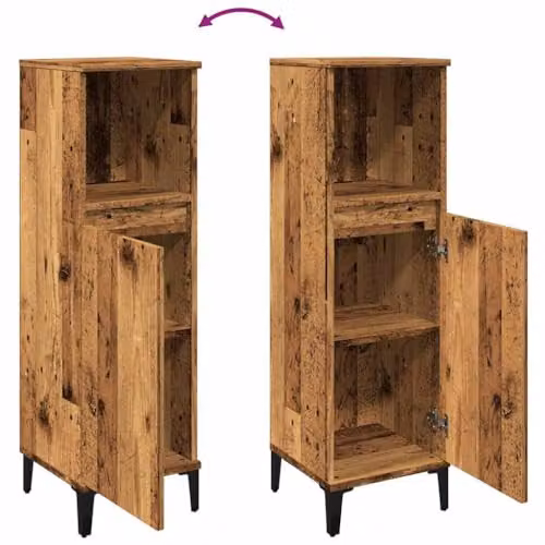 vidaXL Modern Freestanding Bathroom Cabinet in Brown, W/D/H: 30 x 30 x 100 cm – 3