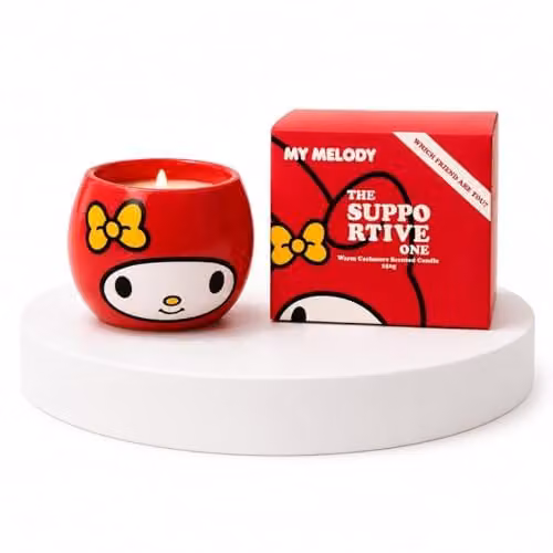 Hello Kitty Warm Cashmere Scented Candle, Red Ceramic Decorative Jar, 200g