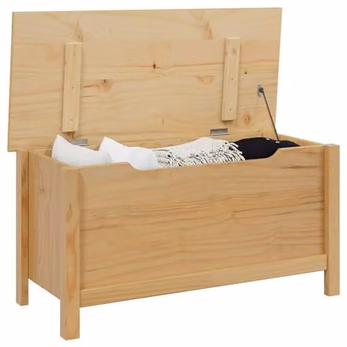 vidaXL Storage Box in Honey Brown, Solid Pine Wood, W/D/H: 90 x 40 x 45 cm