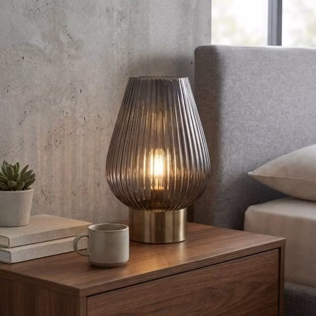 Garden Greatness Relica Footed LED Ridged Glass Lamp in Transparent, Blue and Multicolour