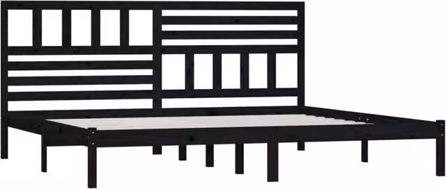Berkfield Home Beautiful Bed Frame in Black Solid Pine, W/D/H: 200 x 100 x 206 cm