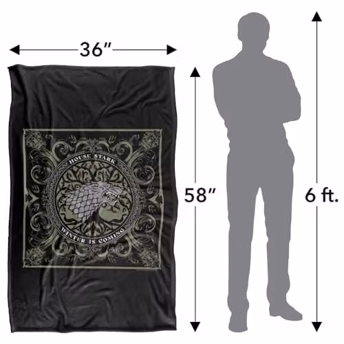Warner Bros. Game of Thrones House Stark Super Soft Fleece Throw Blanket, Multicolour, W: 91.44 cm, H: 91.44 cm – 4