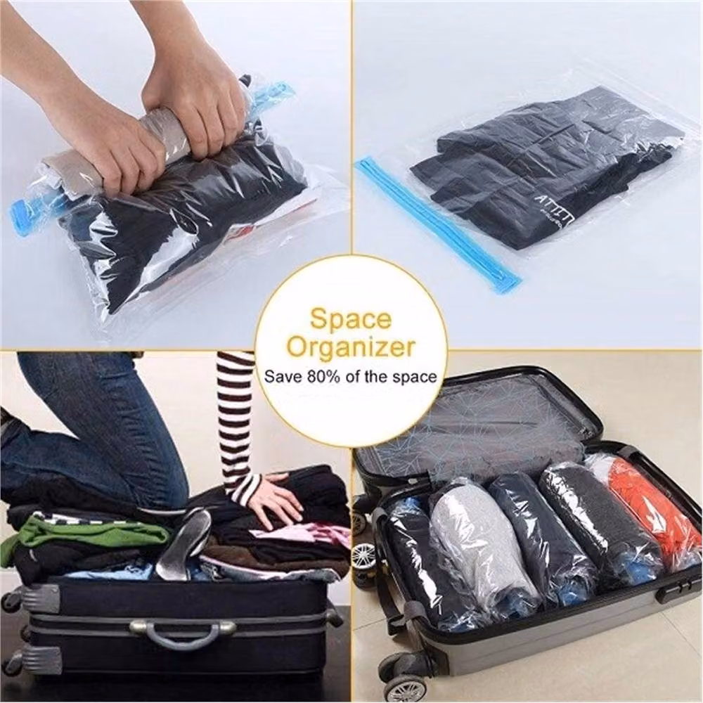 EONLION 6 Pack Roll Up Compression Vacuum Storage Bags in Clear, Width: 50 cm – 3